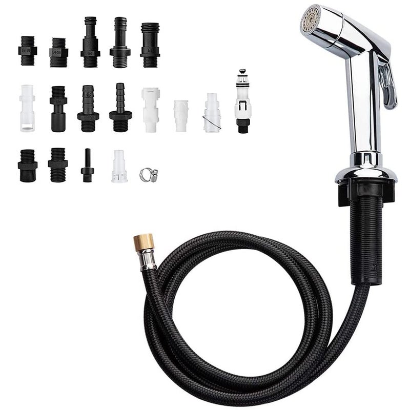 Houtingmaan Kitchen Sink Sprayer, Houtingmaan Side Sprayer, Sprayer Head Replacement,Sink Spray head,17 ADAPTERS,Sink Sprayer Chrome - Image 1